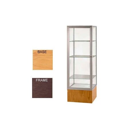 Waddell Display Case Of Ghent Keepsake Display Case Autumn Oak Base, Bronze Frame, Clear Back 24"W x 72"H 4024CB-BZ-AK